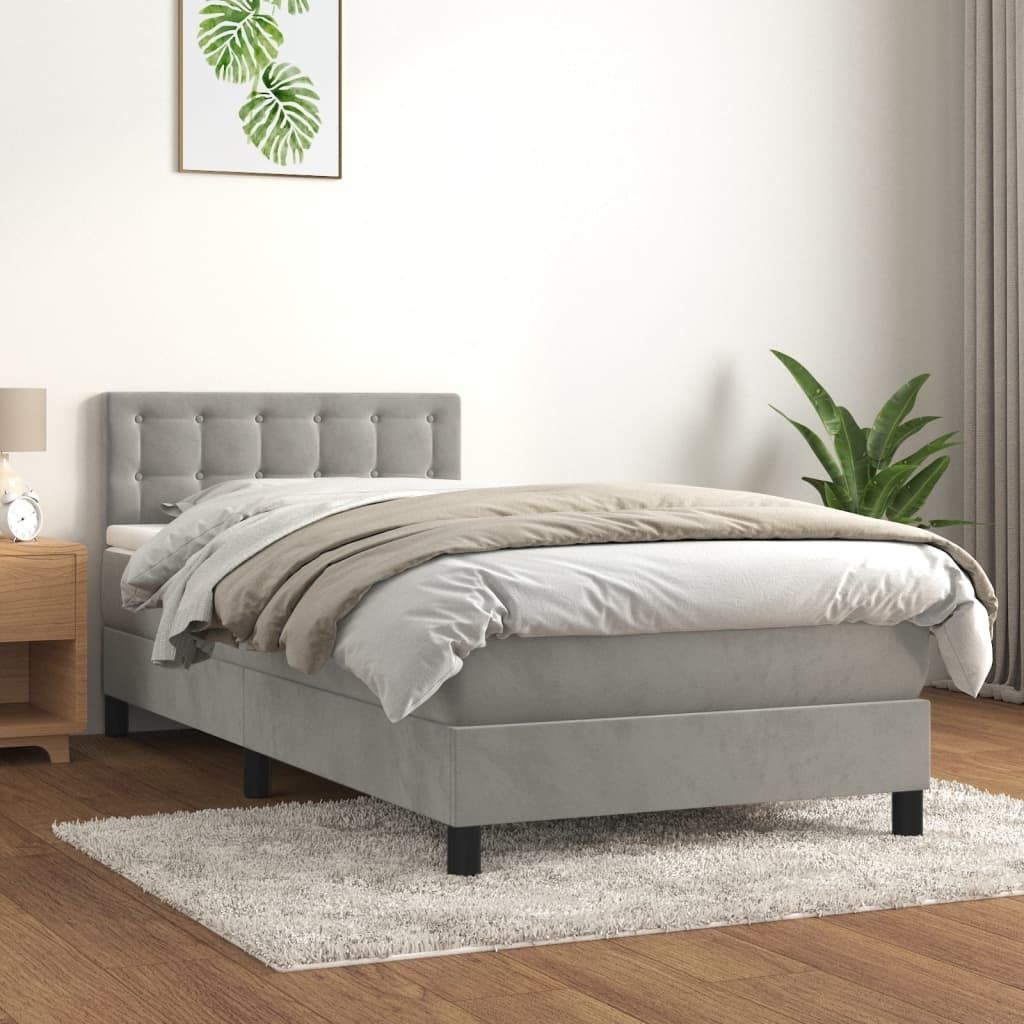 "2026 Promotion" Boxspringbett mit Matratze - Hellgrau 80x200 cm - Samt - Polsterbett CC8473