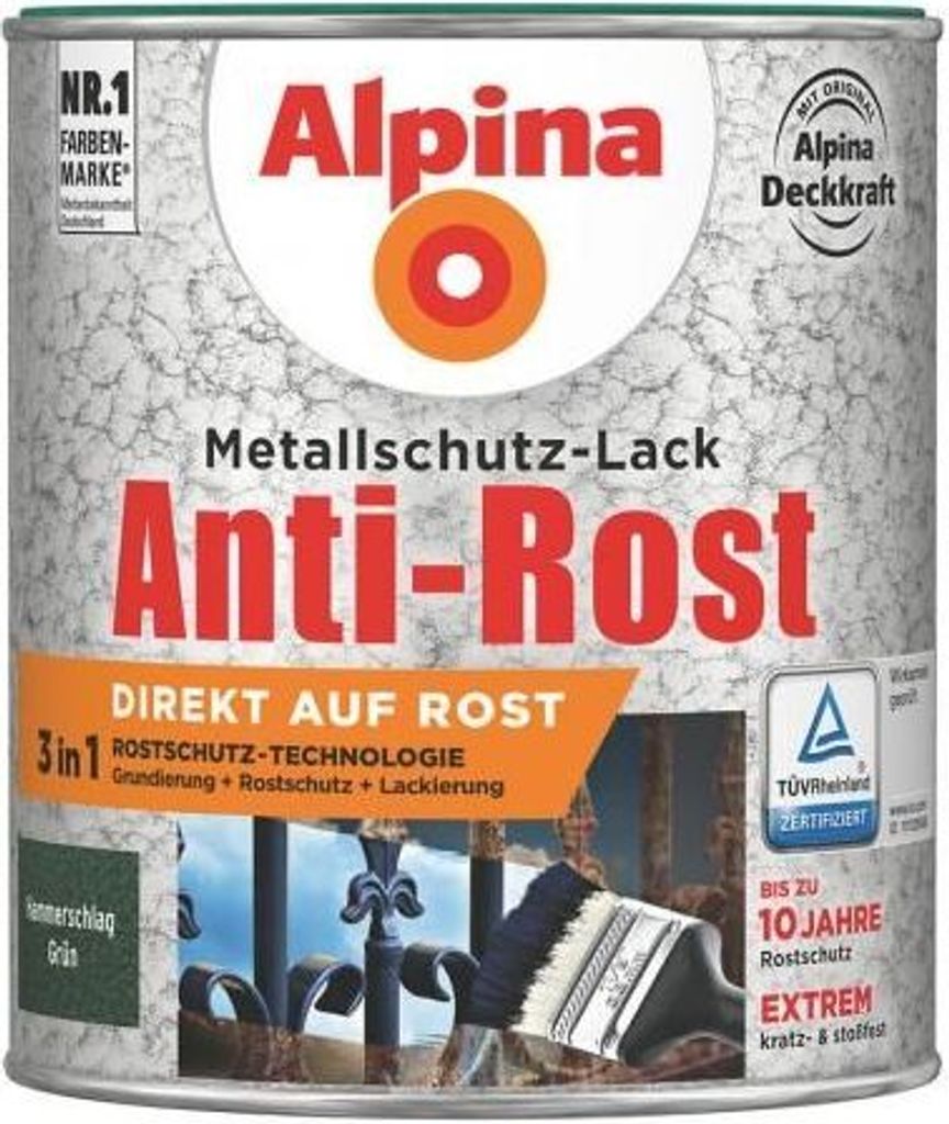 Alpina Metallschutz-Lack Hammerschlag 2,5 L grün Produktbild 6