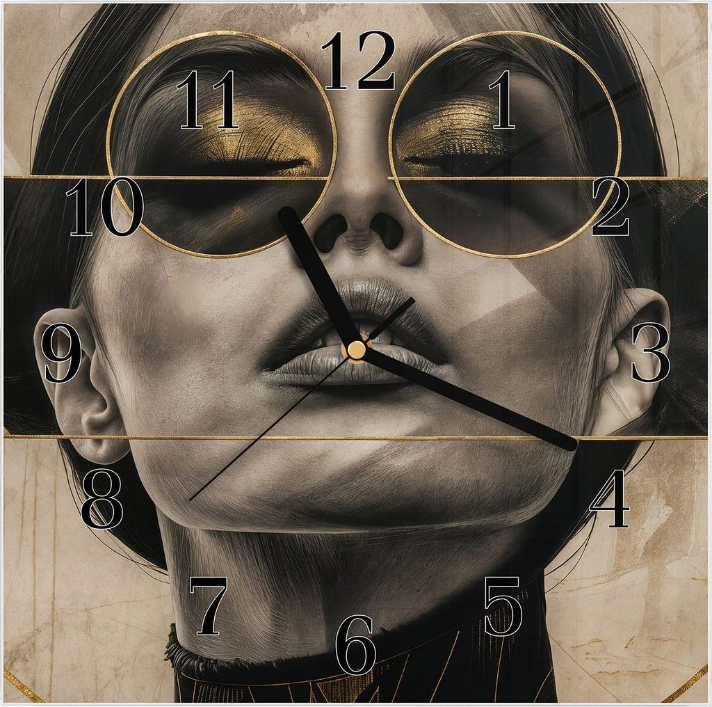 Wanduhr aus Glas mit Motiv Abstrakte Sonnenbrille- 30 x 30 cm - inkl. Aufhängesystem