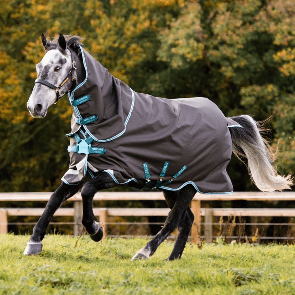 Horseware Mio Turnout Pferdedecke - 200g Medium In Schwarz/Türkis