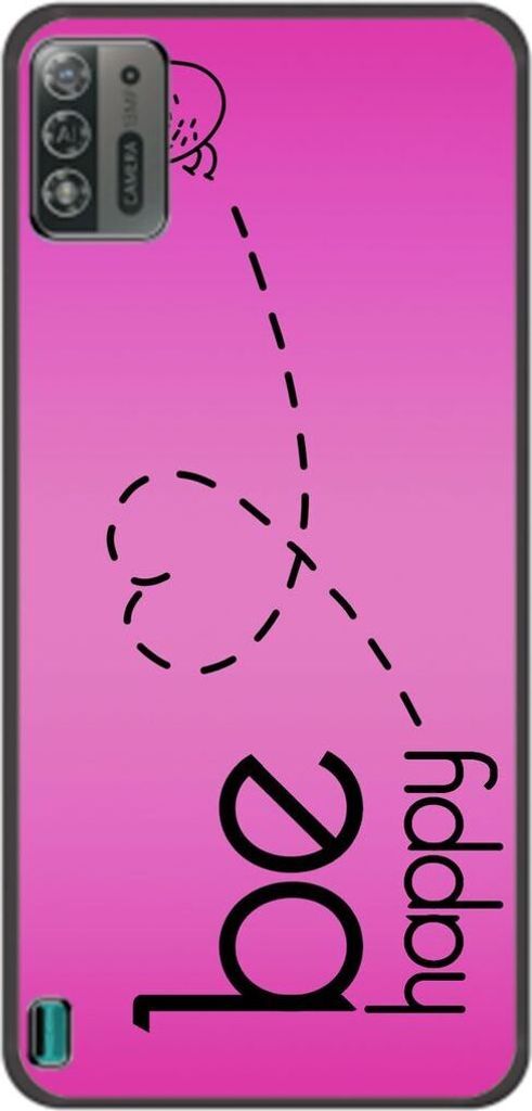 König Design Hülle kompatibel mit ZTE Blade A52 Lite Kunststoff Soft Handyhülle - Handy Case Be Happy Pink