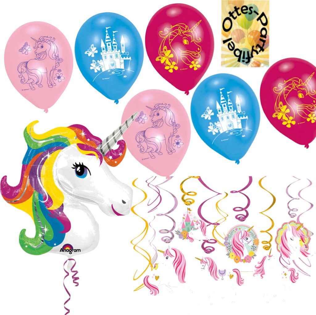 Magical-Unicorn-Deko-Set - Dekospiralen Folienballon Luftballons