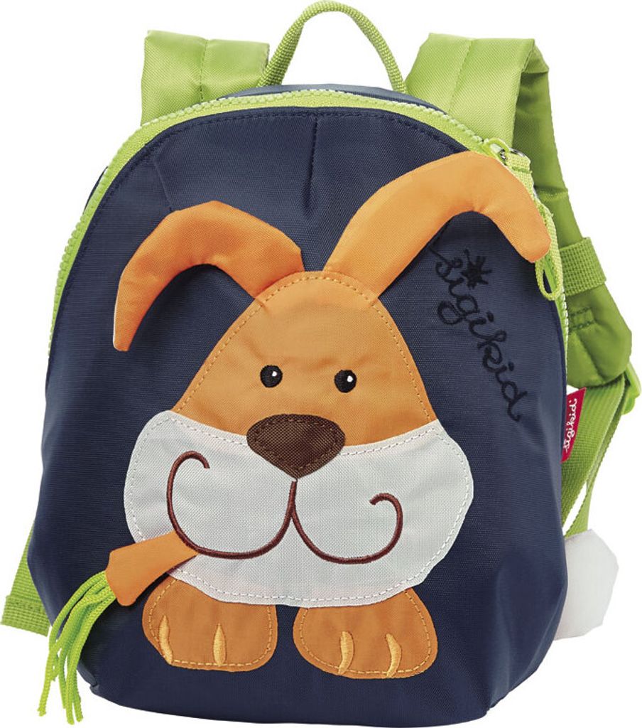 sigikid Rucksack Hase in grün/blau/orange, Maße: 24x22x10 cm; 24218