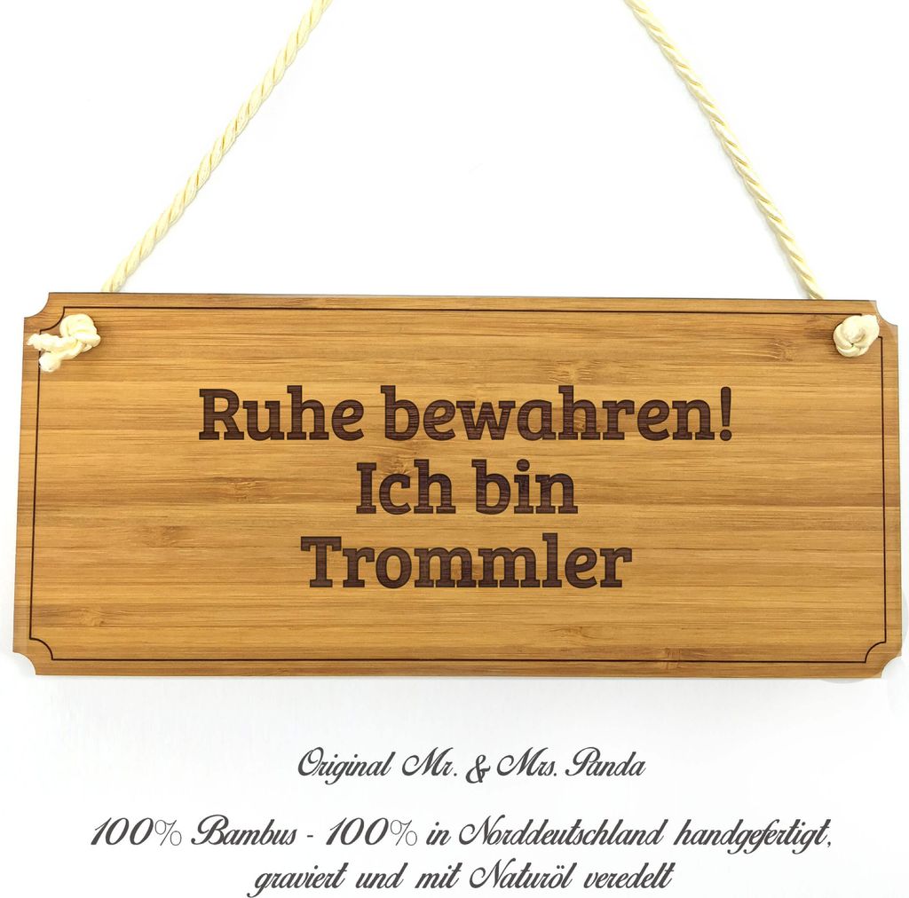 Mr. & Mrs. Panda Schild Trommler - Geschenk, Hinweisschild, Shabby, Firmenschild, Geschenkidee, Berufsschule, Landhaus, Graviert, Wegweiser, Türsc...