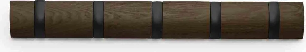 Umbra Flip Garderobenhaken, 5 Haken, Garderoben Haken, Kleiderhaken, Holz, Schwarz / Walnuß, 51 cm, 318850-048