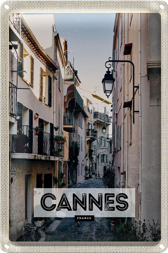 Blechschild Reise 20x30cm Cannes France Architektur Straße