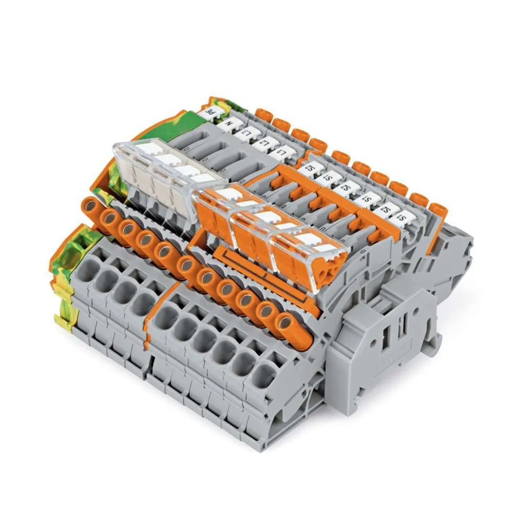 Bloc de bornes WAGO haute isolation PA6.6 10p+PE 6qmm pour rail DIN