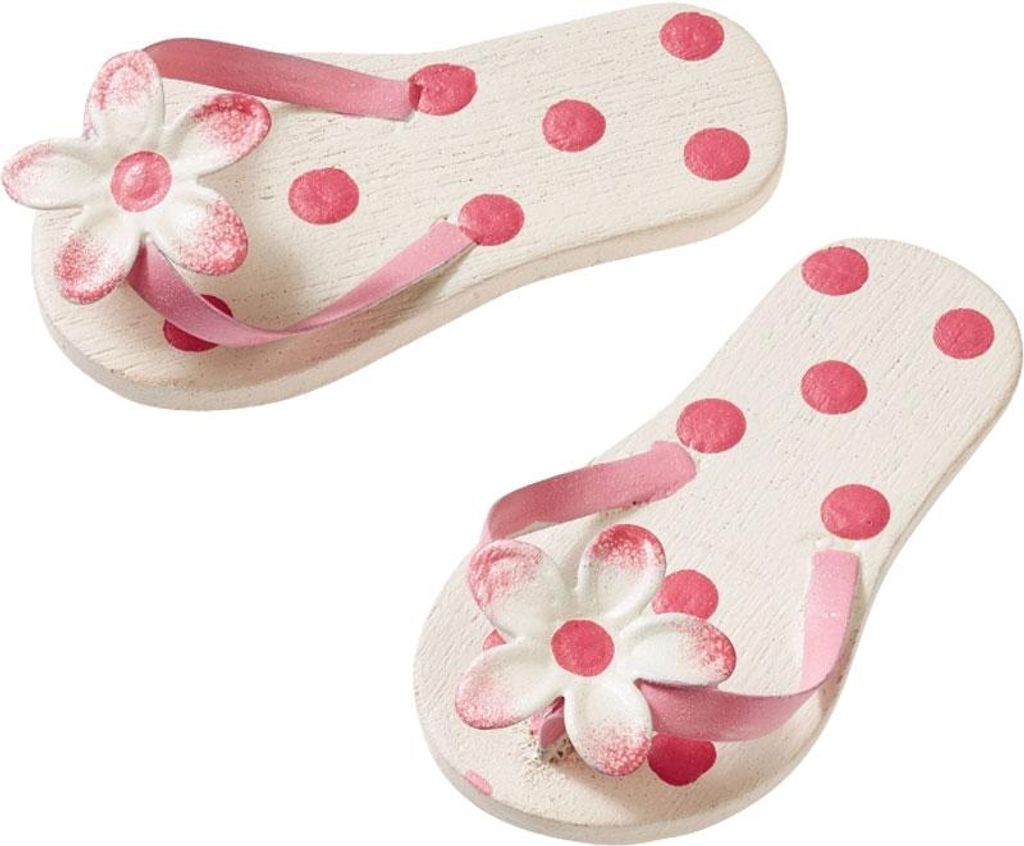Flip-Flops 4,5 cm, rosa mit Punkten, holz-metall