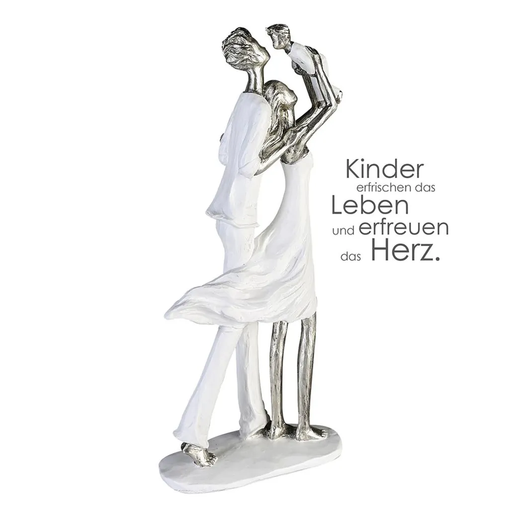 Sculpture Gilde Elternglück blanche en résine 35cm - Design abstrait - 2