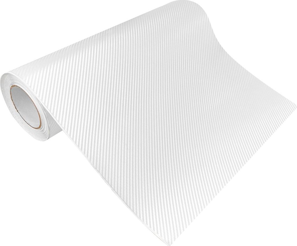 Carbon Folie 50x100 cm - Carbon 3D Weiß - Carbonfolie matt mit Luftkanal-Kleber – leicht anzubringen - Klebefolie Möbel selbstklebend für Küc...