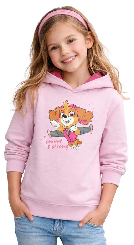 Paw Patrol Hoodie für Mädchen - Skye smart & strong Kinder Kapuzenpullover Pullover mit Kapuze Sweatshirt Rosa 110-116