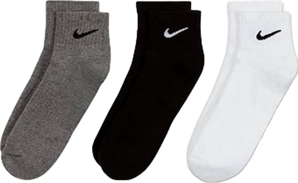3 Paar Nike Socken Herren Damen SX7677 - Farbe: weiß grau schwarz - Größe: 38-42