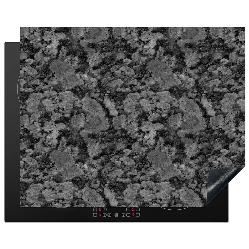 KitchenYeah Herdabdeckplatte Granit - Grau - Muster , 65x52cm, Küche Deko, Glaskeramikkochfeld Herdabdeckung, Abdeckplatte fùr Kochfeld