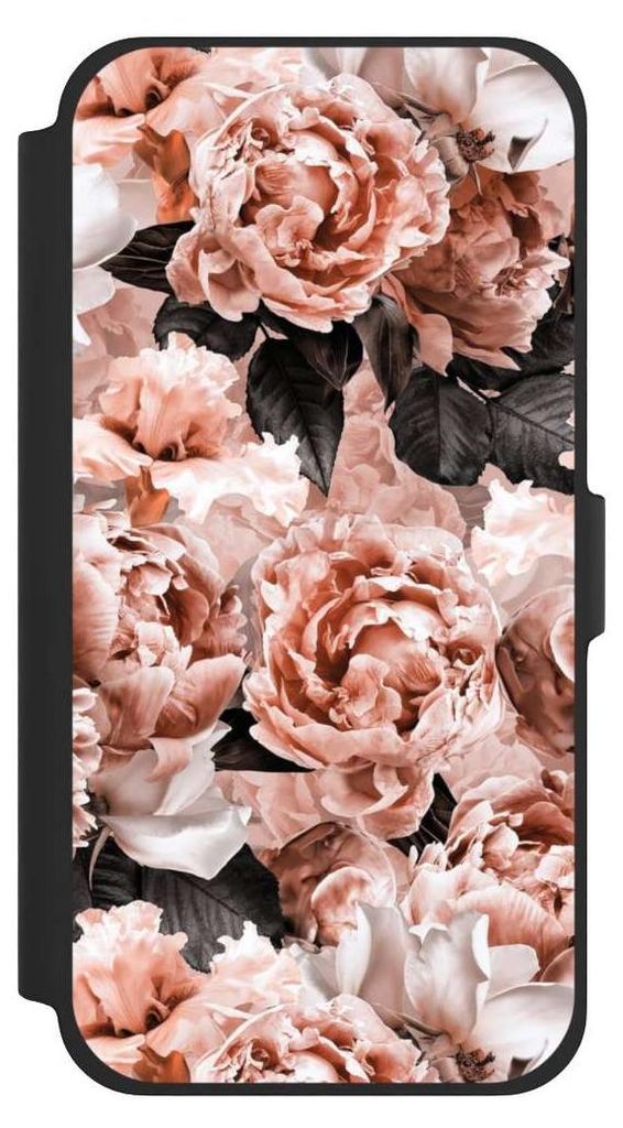 NIVOCASE Klapphülle für Apple iPhone 13 Pro Max Handyhülle aus Kunst Leder NIVOflip schwarz Blume Rose Vintage