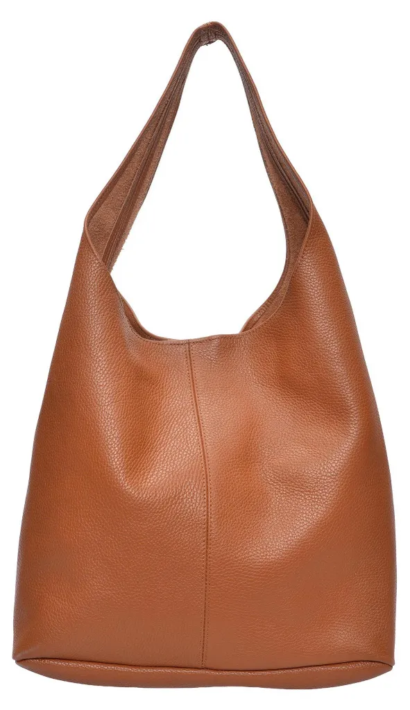 Sac à main hobo en cuir cognac souple grand format chic Roberta M