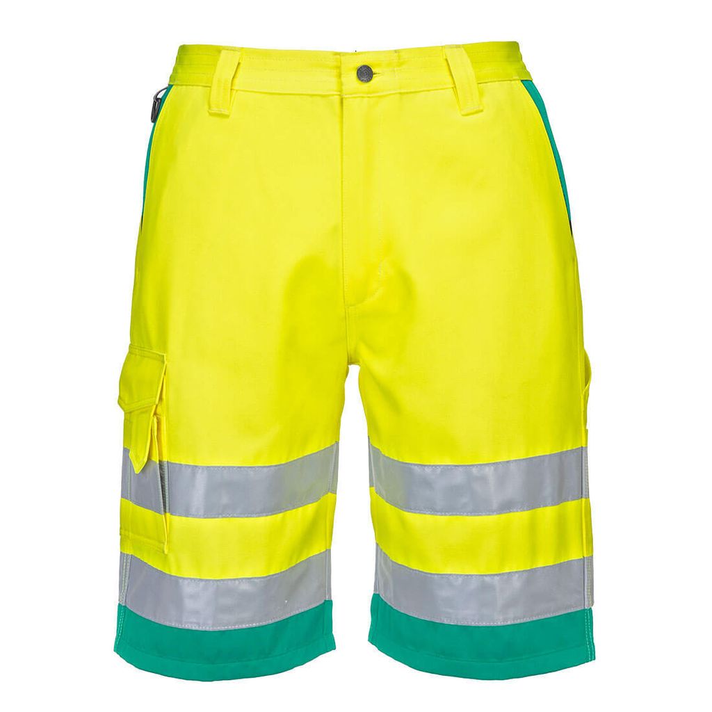 Portwest L043 Leichte Warnschutz Mischgewebe-Shorts Yellow/Teal Gr. S