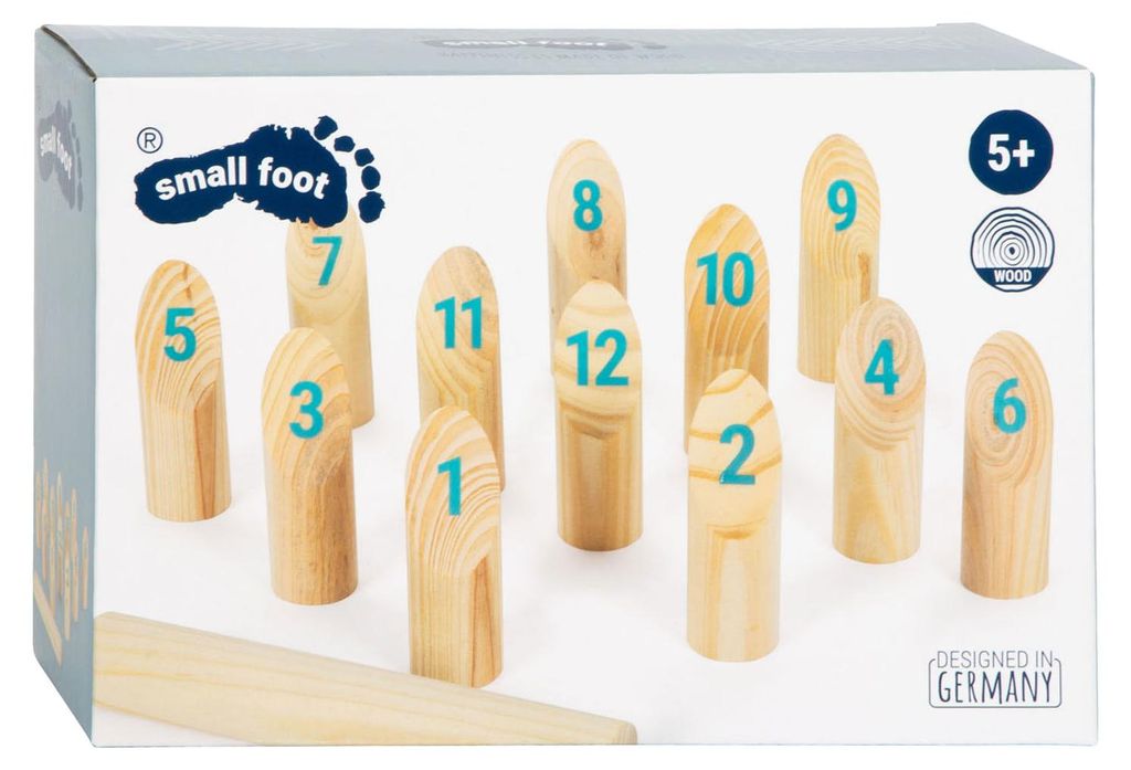 Small Foot Holz Wurfspiel Kubb mit Zahlen im Beutel - Outdoor Spiel