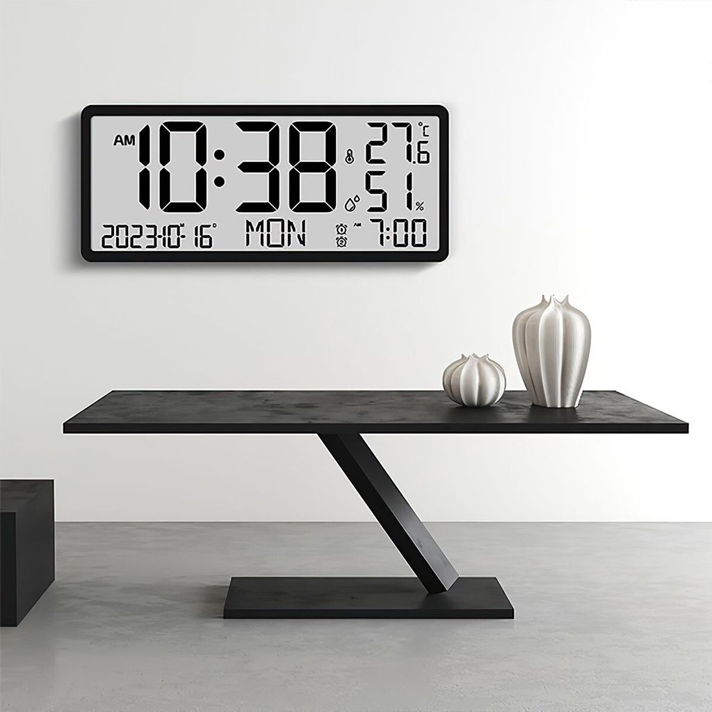 Wanduhr LCD Wanduhr,Multifunktionale Großbild Uhr mit Produktbild 2