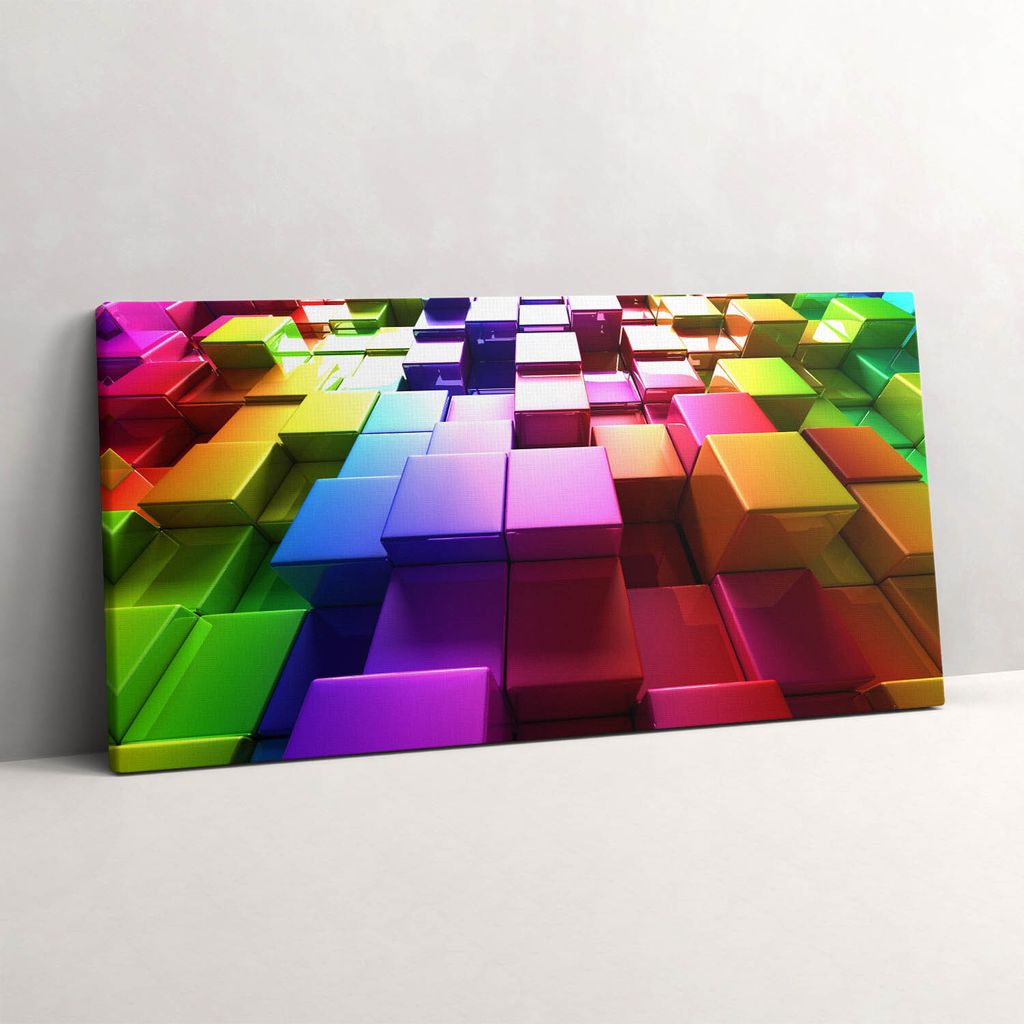 Bunte Würfel – Leinwandbild Wandbild – 100x50 cm – Leinwandbilder – Wandbilder – Schlafzimmer – Flur