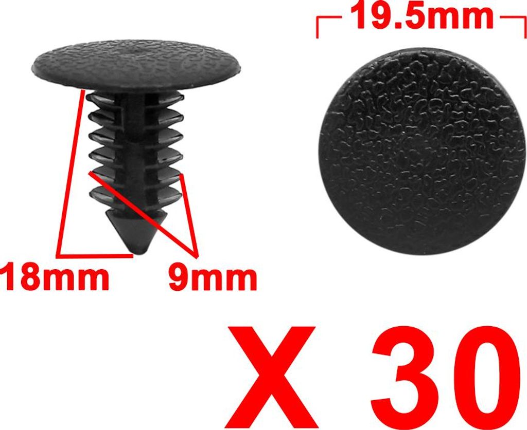 30Pcs 9mm Loch Dmr. Auto Schwarz Plastik Schraube Fastener Nieten Halter Clip de