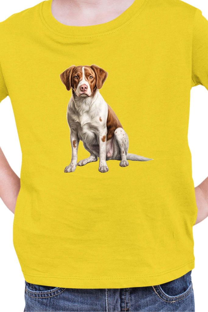 Kinder T-Shirt Dogs Breeds Brittany Dog Breed 006, 7-8 Jahr - 128 / Gelb