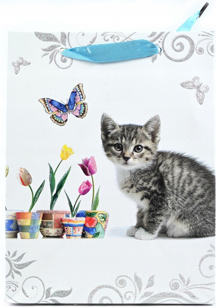 Geschenktüte Hunde & Katzen 18x23cm - Papiertüte Geburtstag - Tierische Tragetasche
