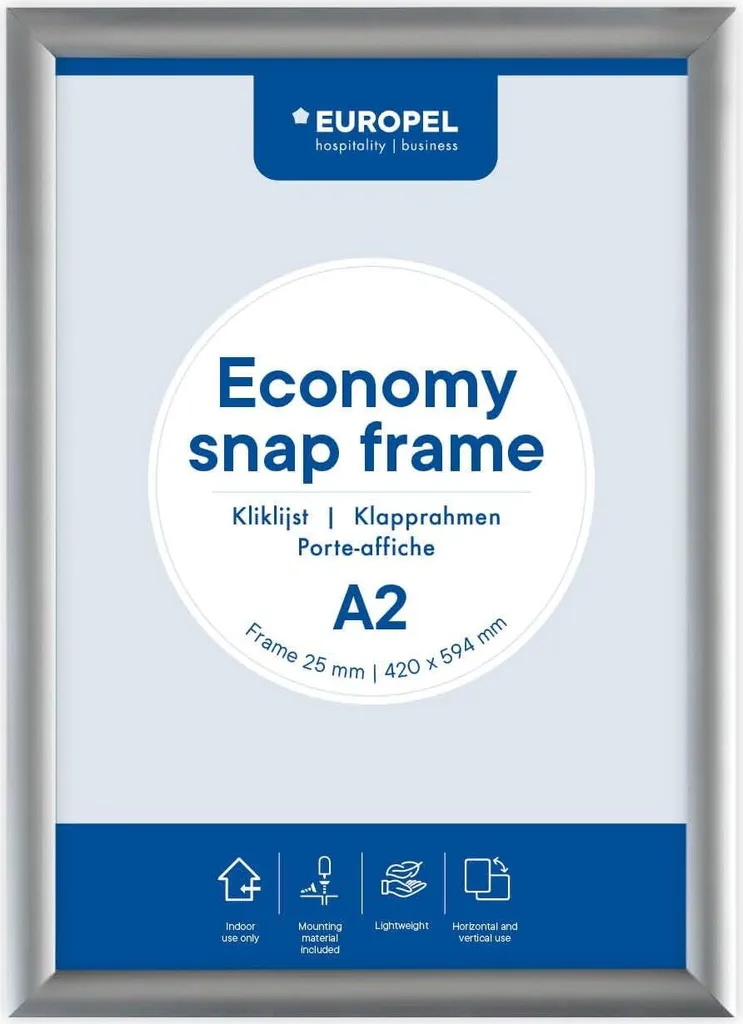 EUROPEL 355092 Telaio per poster EUROPEL Economy, DIN A2, 25 mm, anodizzato argento