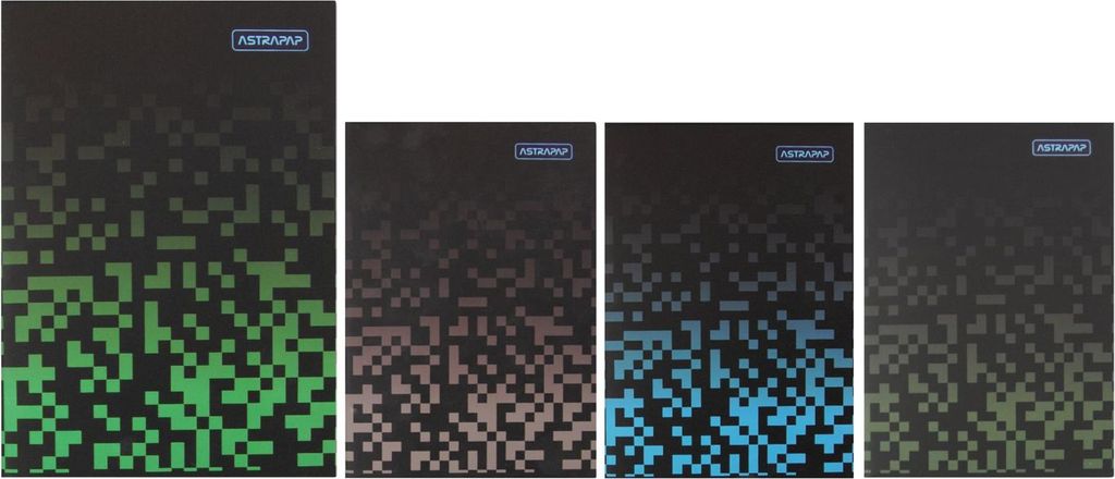 Notebook A5 60k kariert schwarz schraffiert Pixel Astra