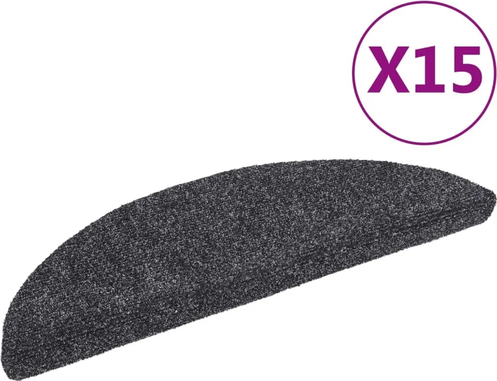 vidaXL Tapis de sol auto-adhésifs 15 pcs 56x17x3 cm gris foncé demi-rond