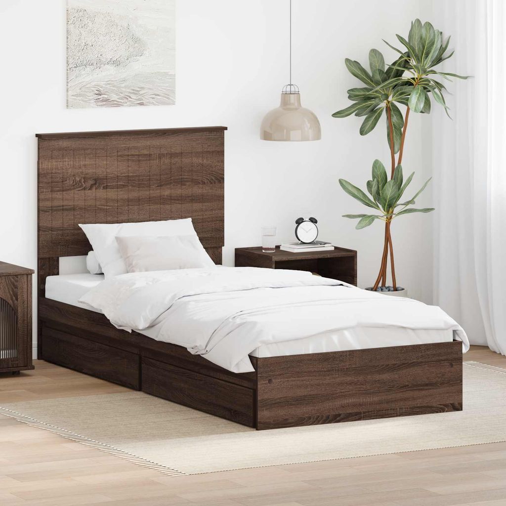 Maison Exclusive - Aufbewahrungsbett Braun Eichen-Optik 90 x 190 cm Holzwerkstoff