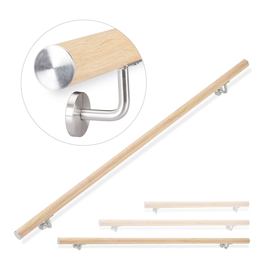 relaxdays Handlauf Aluminium Buche-Optik