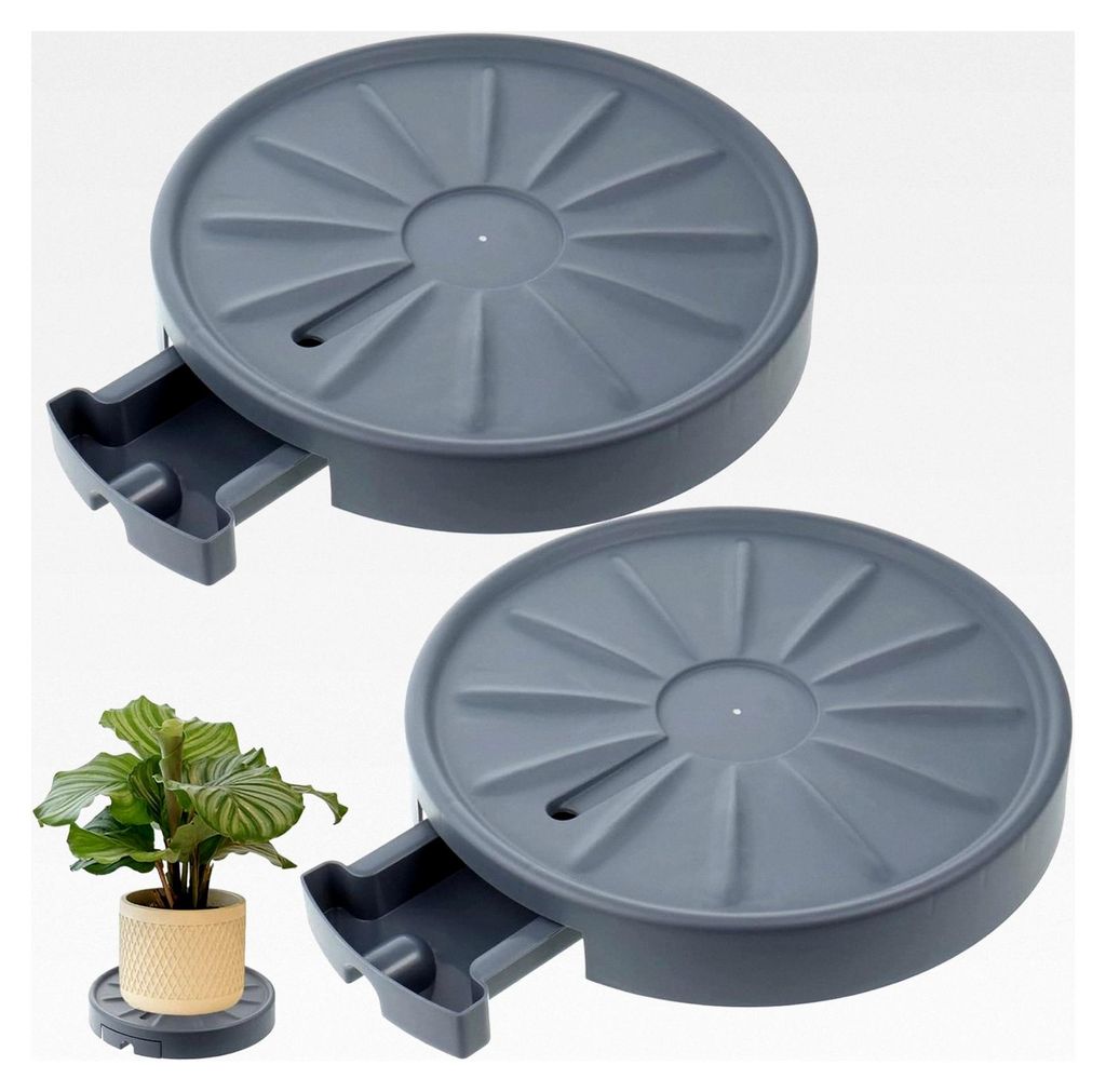2 Stück Pflanzenroller Einstellbar 33 cm, Rollbrett für Pflanzen mit einer Tragkraft von 220 kg, Rund mit 360° drehbaren Rädern, Gefäßroller ...