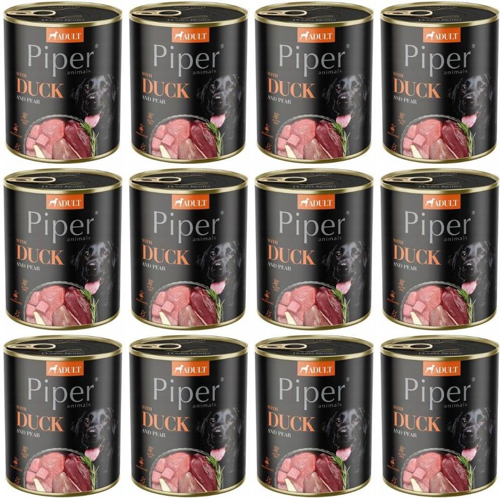 DOLINA NOTECI Piper mit Ente und Birne - Nassfutter für Hunde - 12 x 800 g