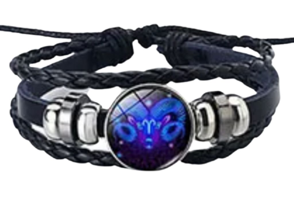 Sternzeichen Armband Mit Mond-Anhänger - Verstellbares Lederarmband Für Männer & Frauen