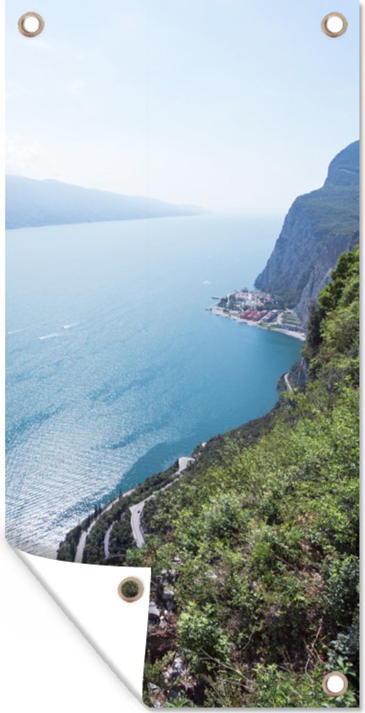 MuchoWow 80x160 cm Outdoor-Poster Gartendeko Sichtschutz Garten Poster für den Garten Gardasee - Wasser - Küste