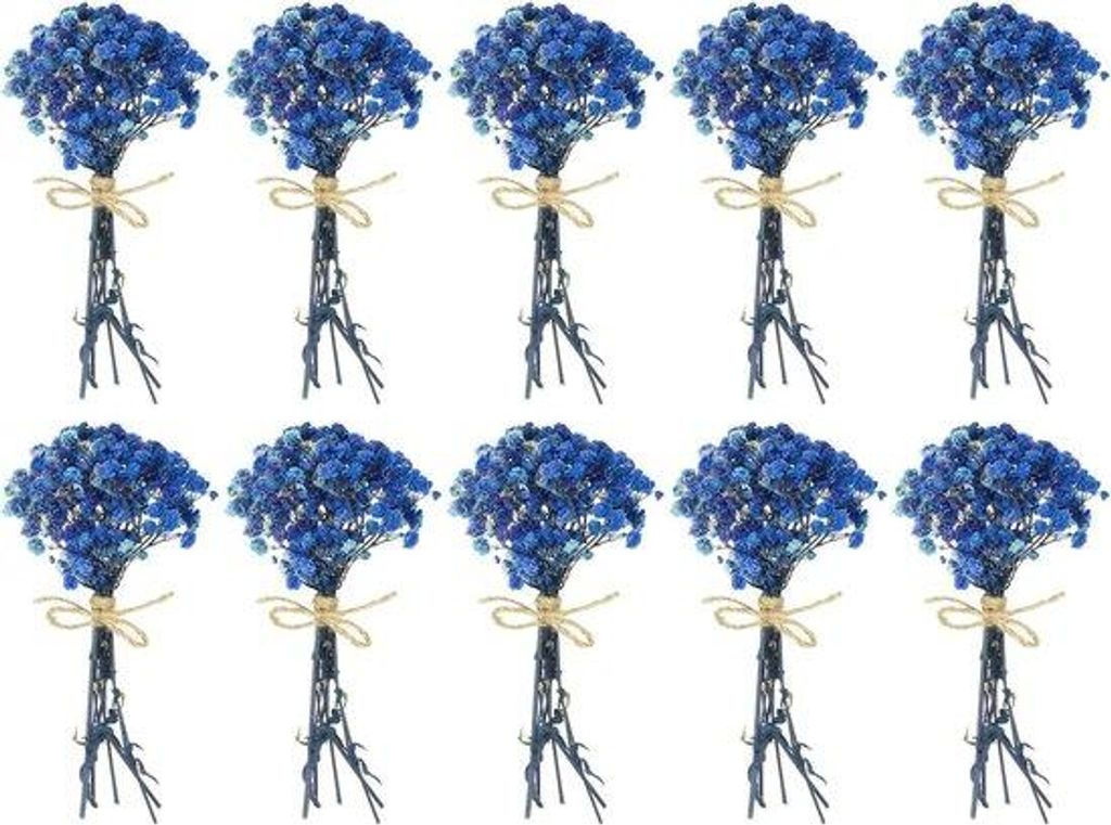 Trockene Mini Blumen - Baby's Atem - Basteln und Dekoration - Natürliche Wilde Blumen - 10 Stück - Dunkelblau