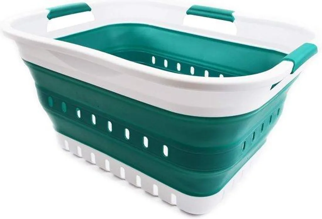 Bac à laver pliable compact 30 L - Organisateur portable Noir et Blanc