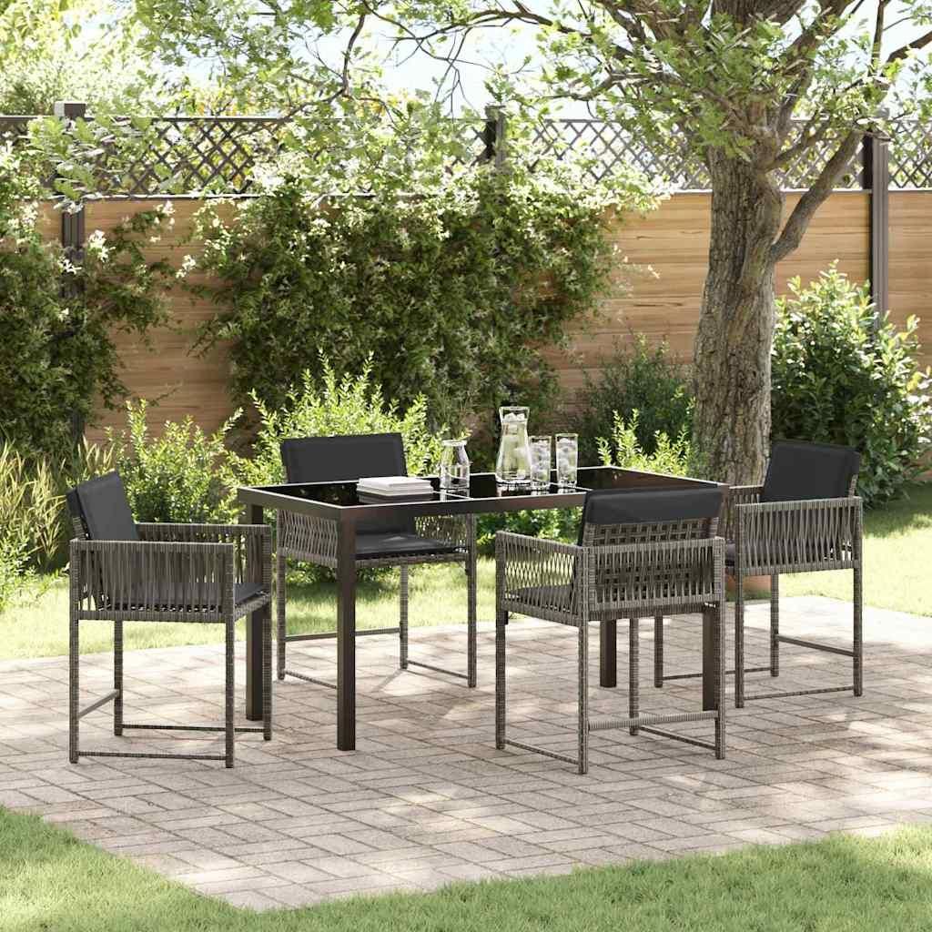 "Rabatt" Garten Essgruppe - Gartenmöbelset - Loungegruppe - 5 pcs Grau Poly-Rattan - Lounge-Dining set CC13605