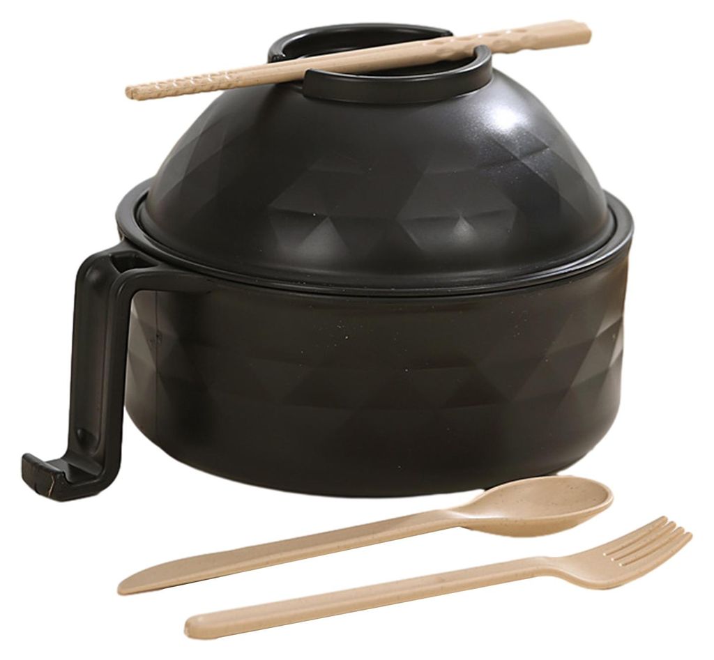 Mikrowellengeeignete Ramen-Schüssel mit Deckel, Instant-Nudel-Set mit Essstäbchen, Löffel und Gabel, tragbarer Kunststoffbehälter für unterweg...