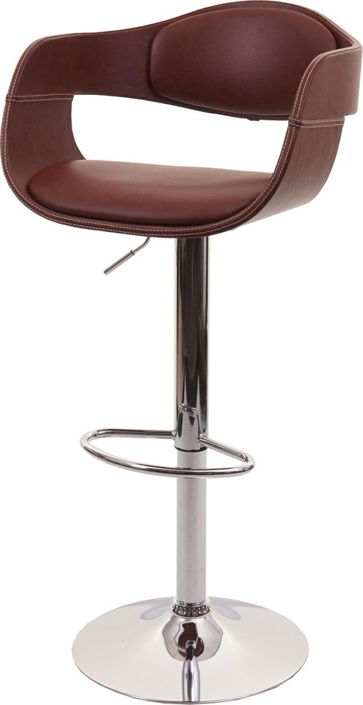 Barhocker MCW-A47b, Barstuhl Tresenhocker, Retro-Design, Holz Kunstleder braun