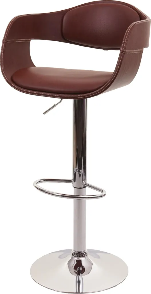 Sgabello Bar Legno Curvato HWC-A47b - Seduta Ecopelle Marrone