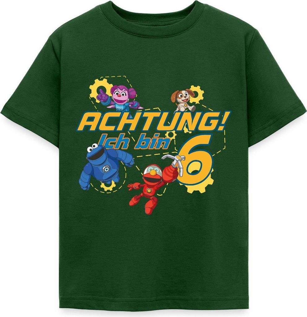 Spreadshirt Mecha Builders Team Achtung Ich Bin 6 Jahre Alt Kinderkunst Kinder T-Shirt, 122/128 (7-8 Jahre), Forstgrün