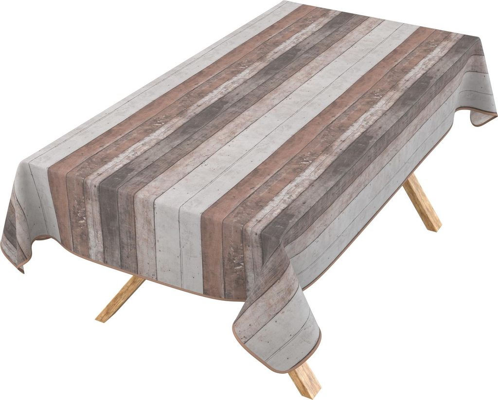 Tischdecke 3.0 Vintage Rustikal Holz Natur 200x140cm Band Wachstuch abwaschbar