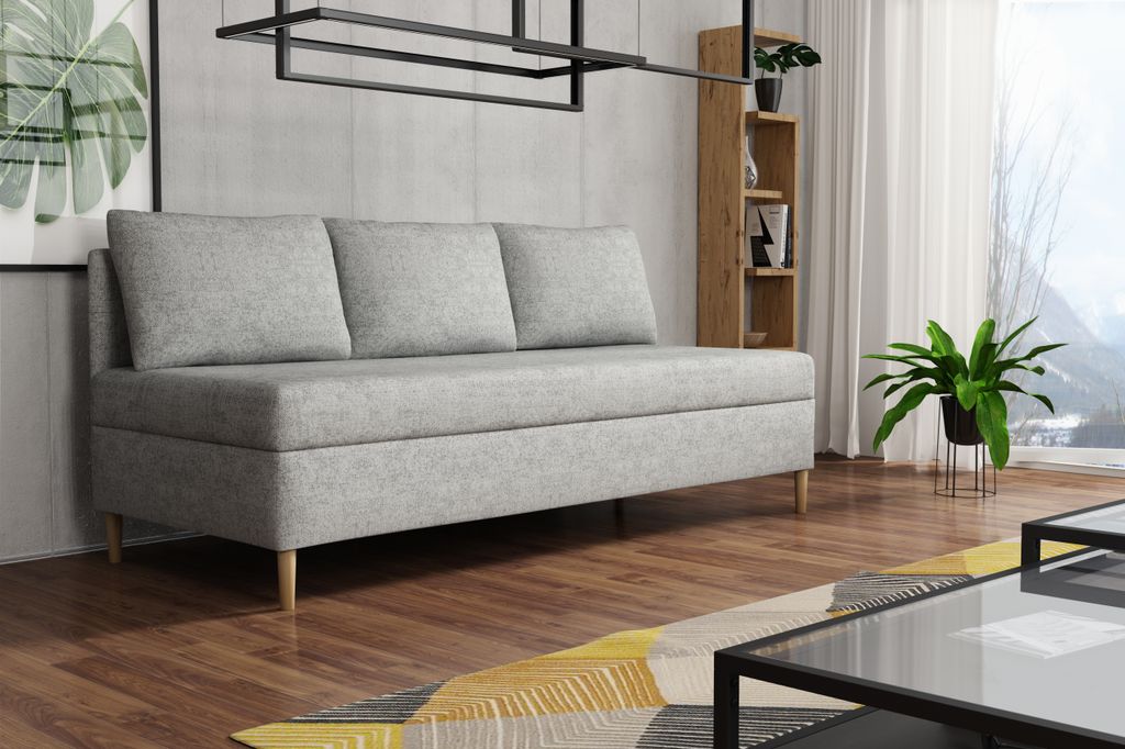 Emoebel24 Boxspringbett mit Bettkasten und Topper 90x200 cm Polsterbett, Einzelbett Ikar Grau