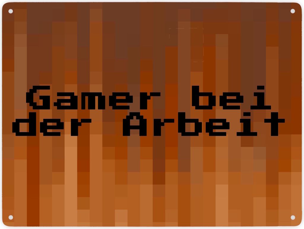 Metallschild XXL in 28x38 cm Pixelmotiv und Spruch: Gamer bei der Arbeit Pixel