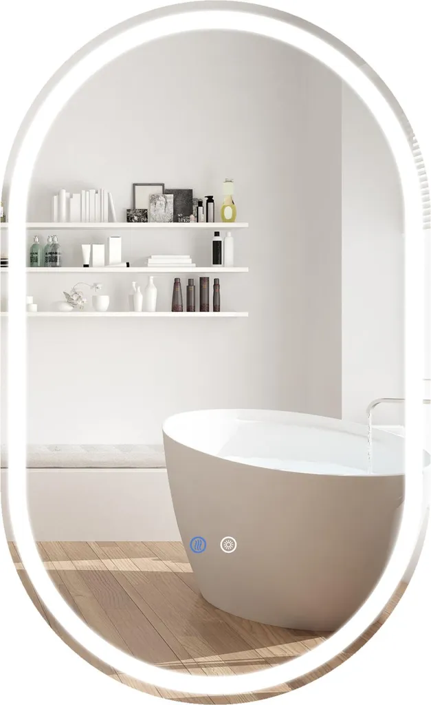 Miroir de Maquillage Éclairé avec Anti-buée pour Salle de Bain 90x55 cm
