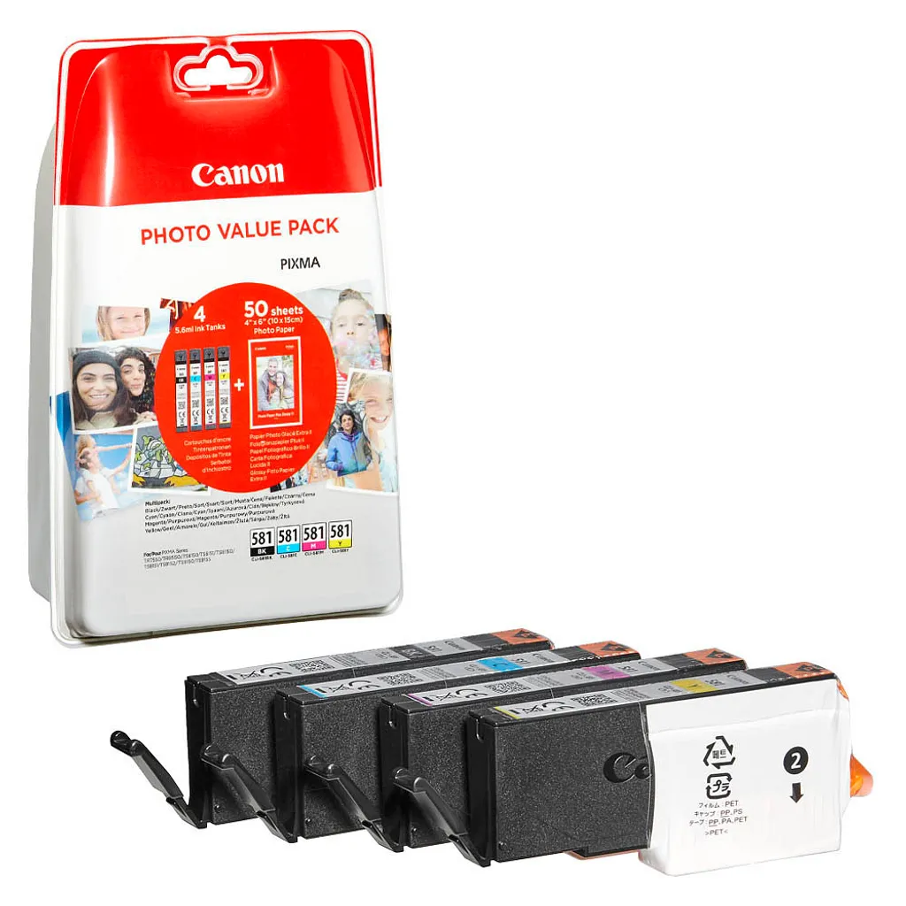 Pack Valeur Canon 2106C005 CLI-581 Encre Haute Qualité pour Tirage Photo