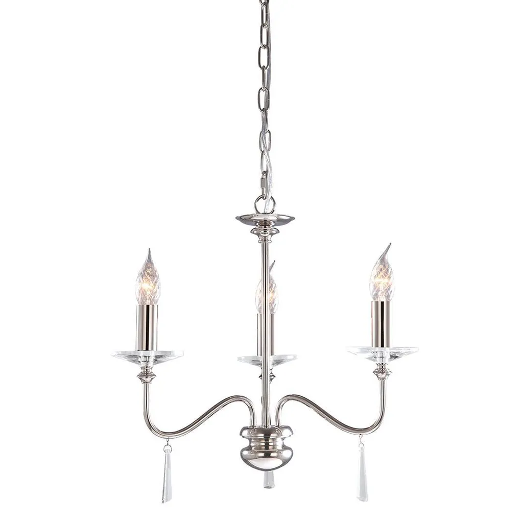 Grand Lustre Finsbury Park Nickel Poli 3x60W - Éclairage Chic et Puissant