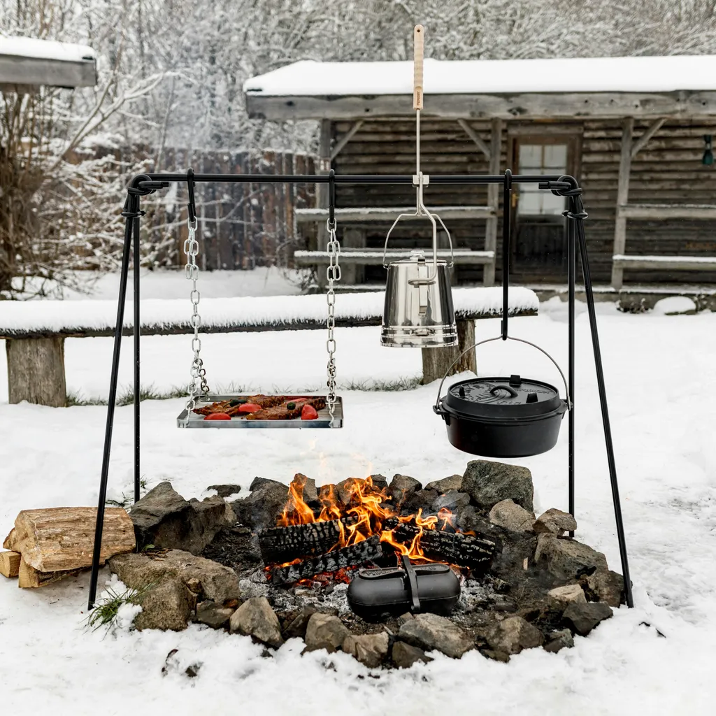 Petromax Feuerbrücke Support de Cuisson Robuste avec Grille et Crochets - 12