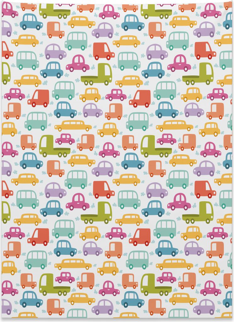 Abakuhaus Autos Wandteppich, Bunter reizender Antrieb aus Weiches Mikrofaser Stoff Kein Verblassen Klare Farben Waschbar, 110 x 150 cm, Mehrfarbig